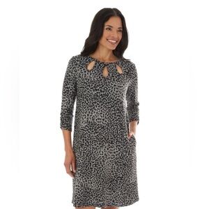 APT 9 dress keyhole neck size Med Black & Gray Leipard print